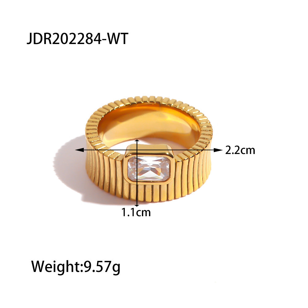 Anillo Circonitas Acanaladas 