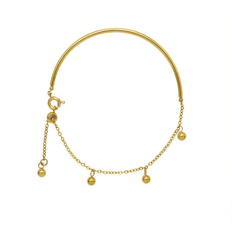 Titanium Steel 18K Gold Bead Bracelet