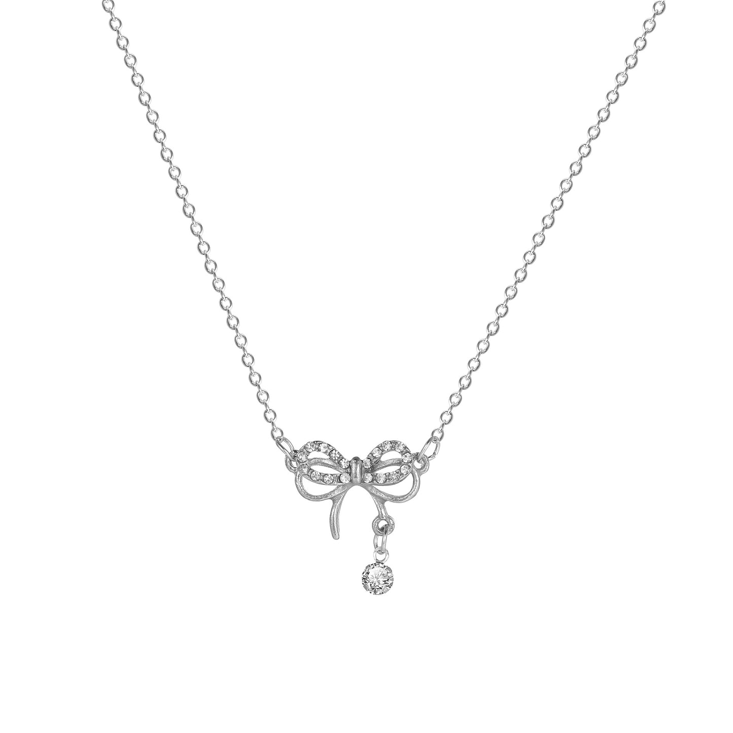 Diamond Bow Pendant Necklace