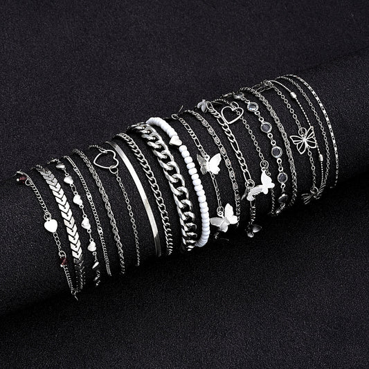 ins butterfly love multi-layer anklet set