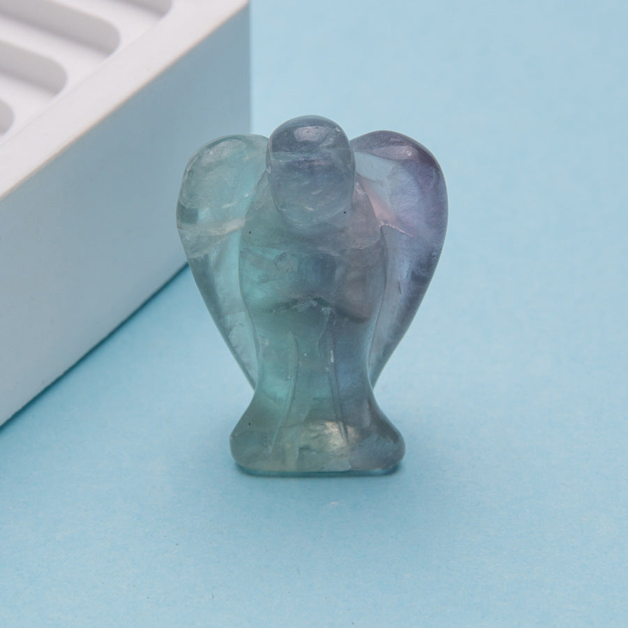 Cristal 1,5 polegadas anjo escultura pedra de quartzo diy decoração para casa pingente 