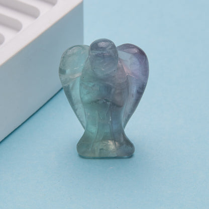 Cristal 1,5 polegadas anjo escultura pedra de quartzo diy decoração para casa pingente 