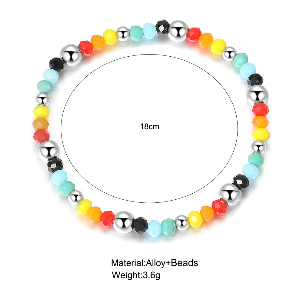 Rainbow Smiley Bear Beaded Bracelet