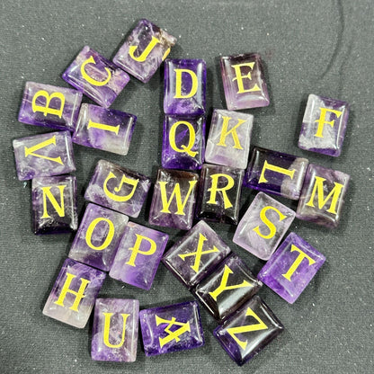 Crystal rectangular 26 English letters carved ornaments