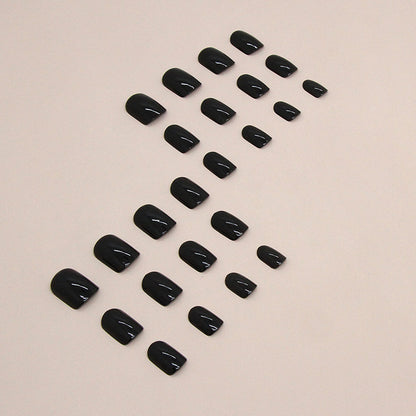 Black Short Square Fake Nails