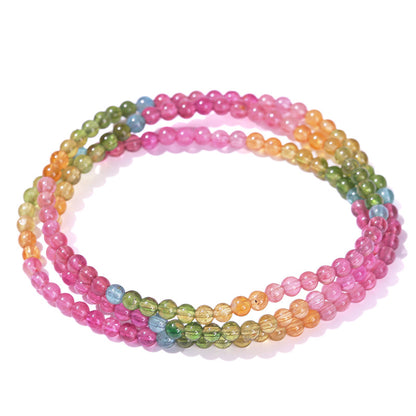 7A Natural Ice Transparent Rainbow Tourmaline Multi-circle Bracelet
