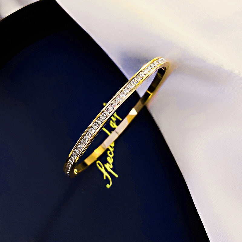 Titanium Steel Round Crystal Bracelet — Korean Minimalist