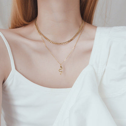 Juego de 2 collares de cadena con colgante de serpiente 