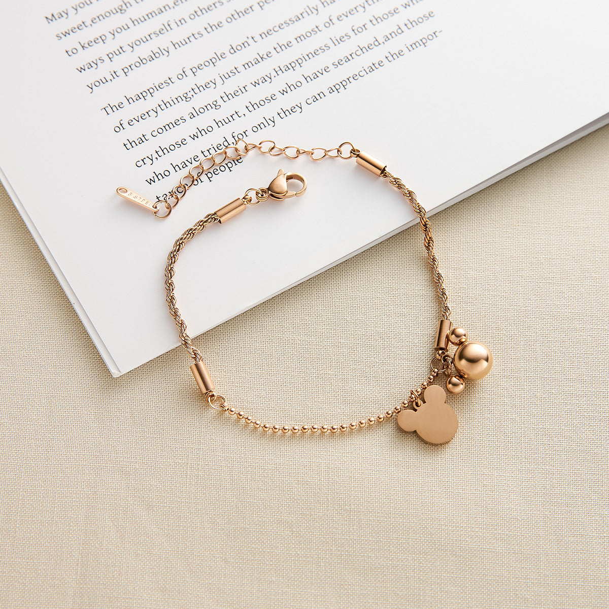 Women's Mickey Mouse Twisted Rice-Bead Bracelet — Non-Fading