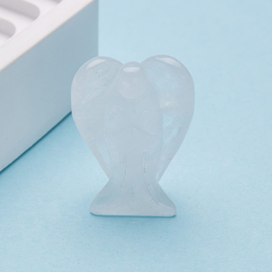 Cristal 1,5 polegadas anjo escultura pedra de quartzo diy decoração para casa pingente 