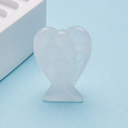 Cristal 1,5 polegadas anjo escultura pedra de quartzo diy decoração para casa pingente 