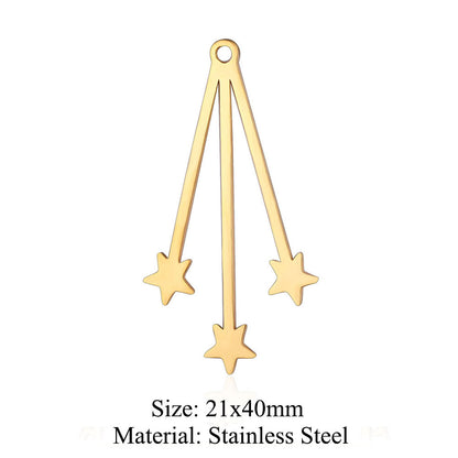 5 pcs/pack star moon titanium steel pendant planet DIY