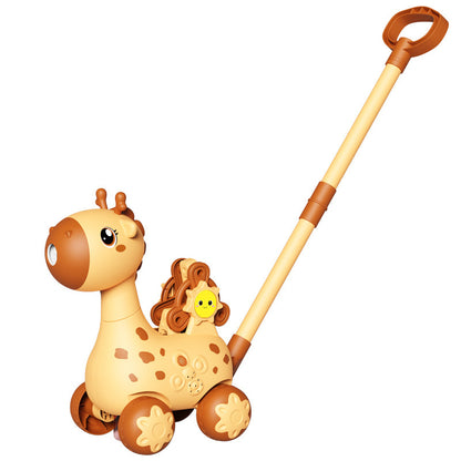Children's Walker Bubble Push Cart with Music, Lights, Giraffe, Outdoor Interactive Toy