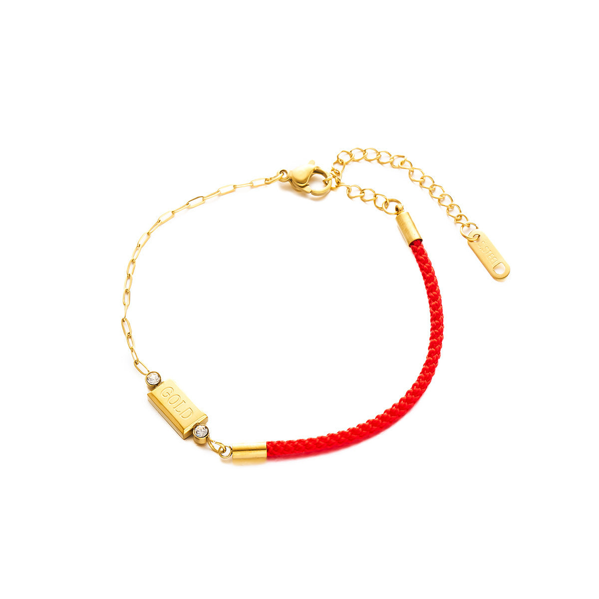 Red Rope Letter & Cross Chain Bracelet