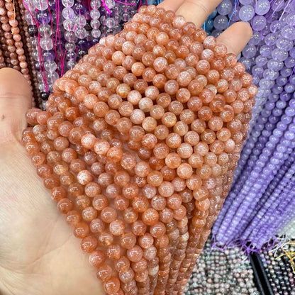 4-10mm natural stone sun gold dot strawberry crystal loose beads