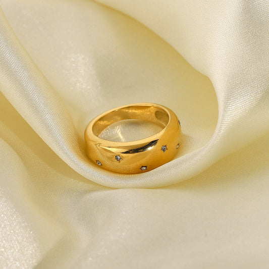 Starry sky inlaid zircon ring