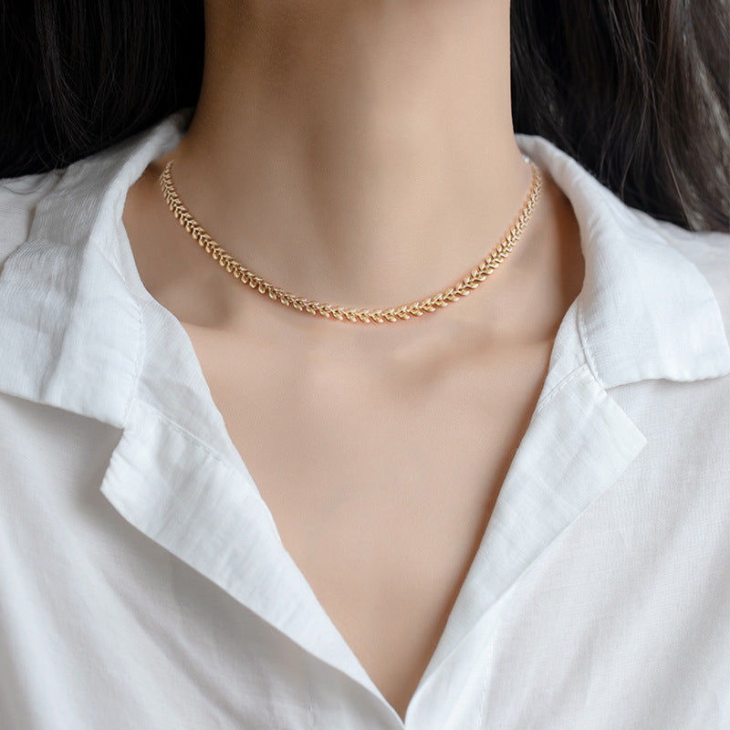 Women's French Light-Luxury Wheat Chain Titanium Steel Bracelet