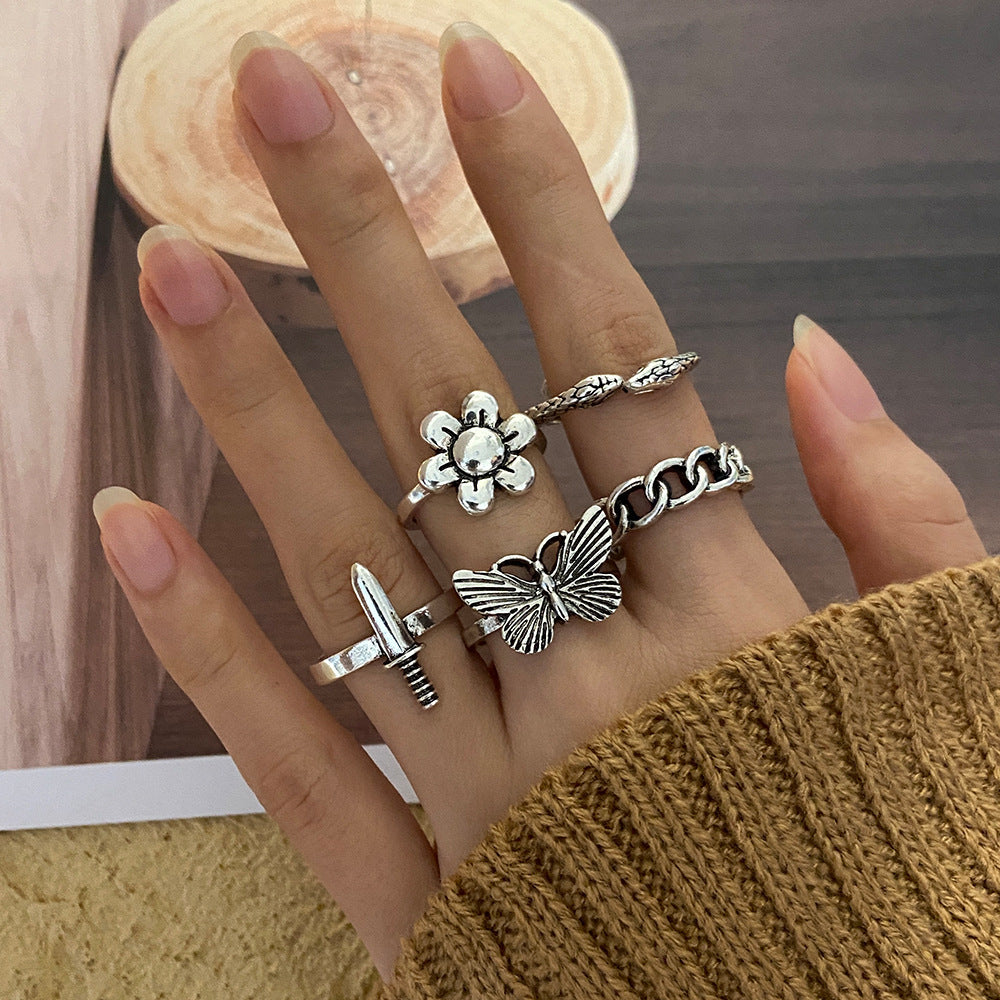Skull Starfish Joint Ring Owl 7-piece Set