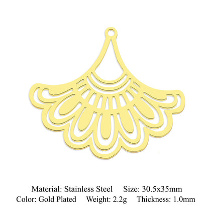 5 pcs/pack geometric square titanium steel pendant ginkgo biloba DIY