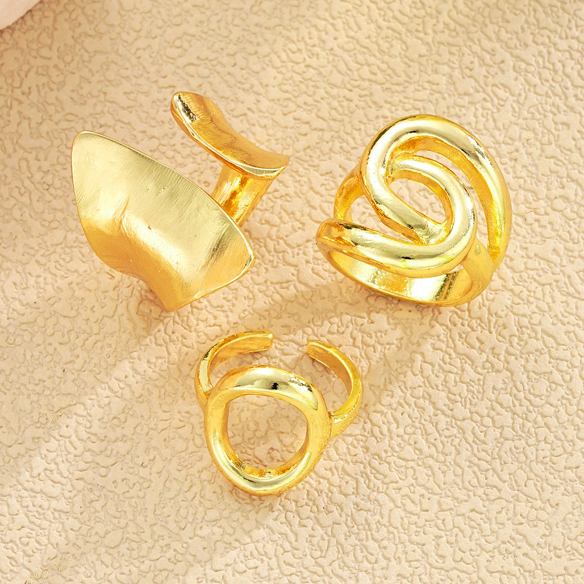 Gold Irregular Hollow Ring Set