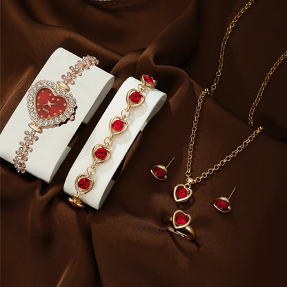 Bracelet Watch Necklace Earrings Ring Set