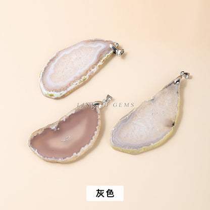 Colorful irregular agate sheet pendant