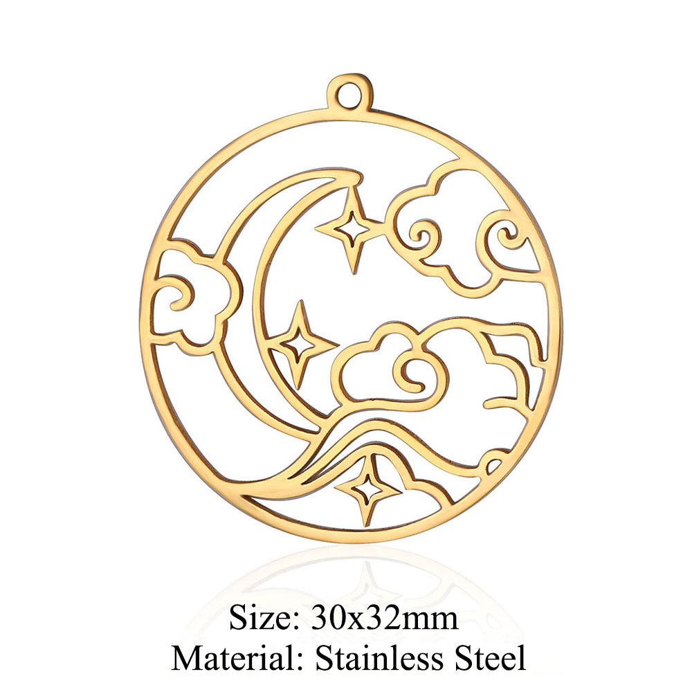 5 pcs/pack star moon titanium steel pendant planet DIY