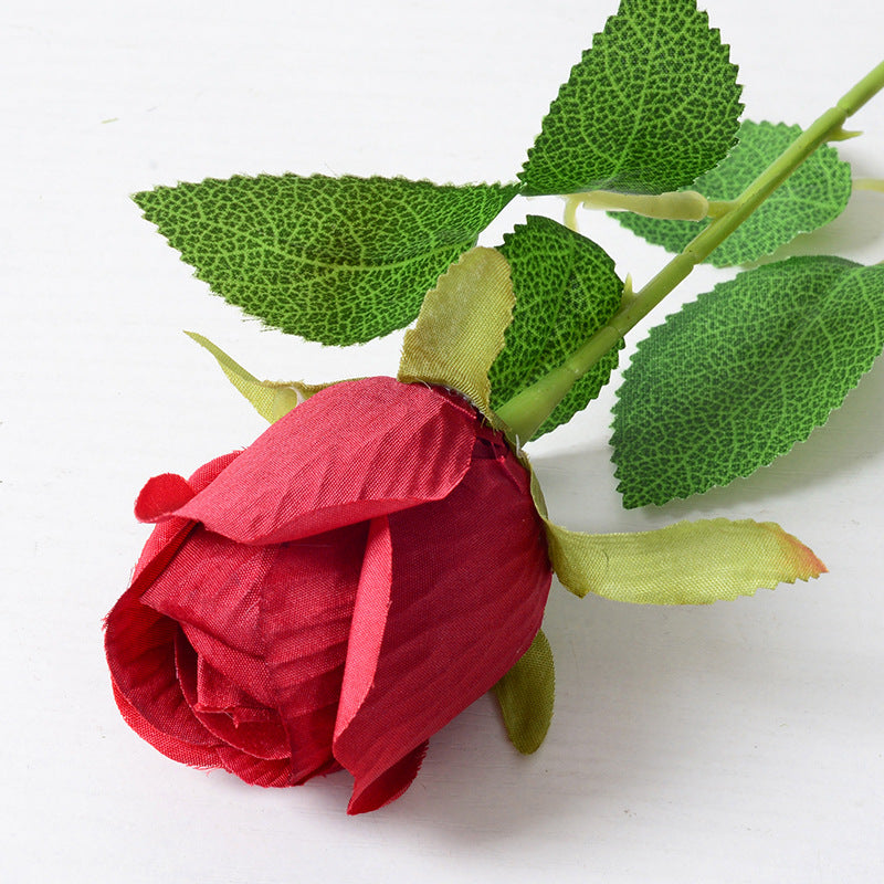 Artificial rose bud silk flower