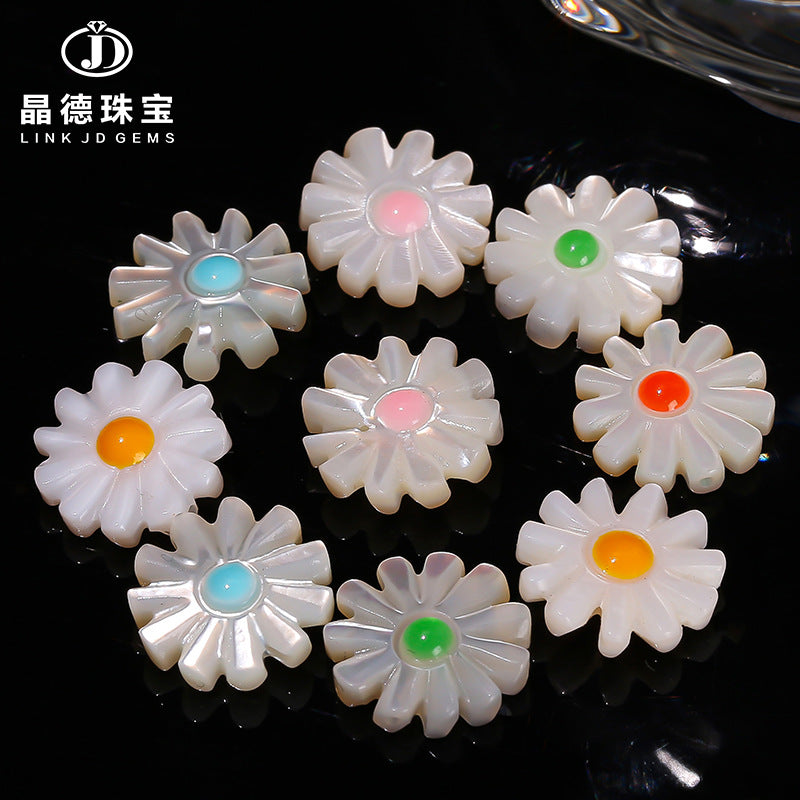 12Mm multi-colored shell small daisy loose beads