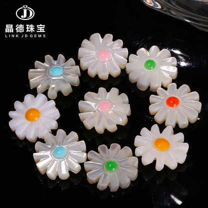 12Mm multi-colored shell small daisy loose beads