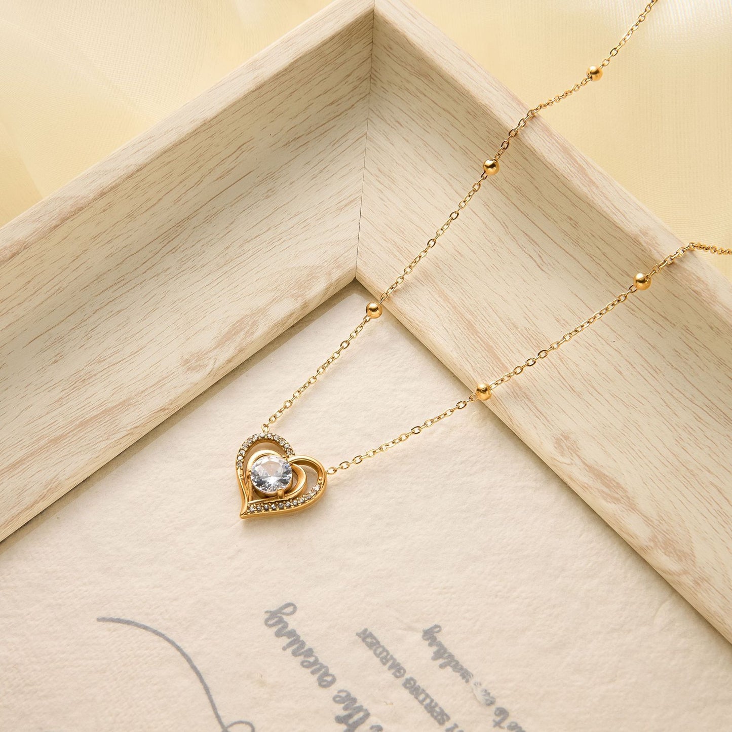 Titanium Steel Zircon Heart Necklace