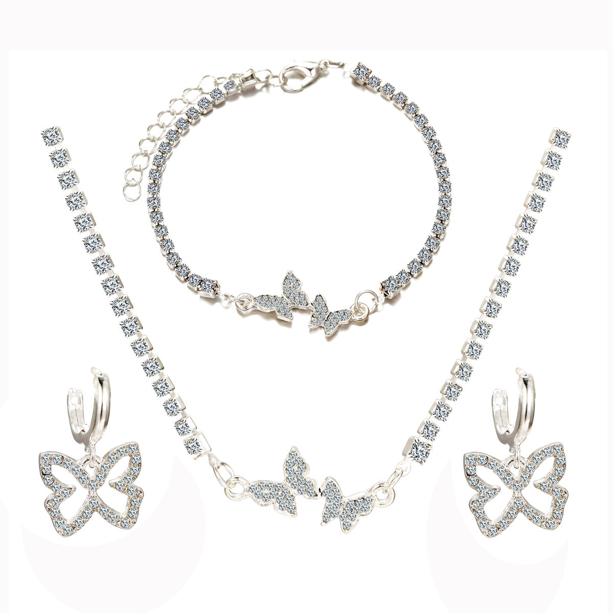 Rhinestone Butterfly Jewelry Set