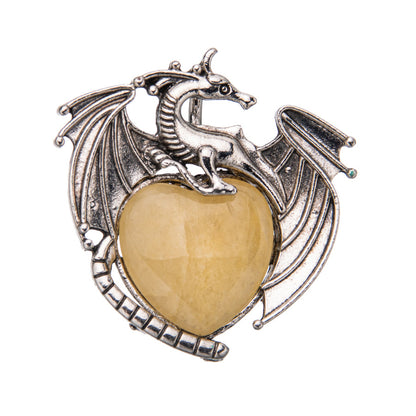 Colgante de cristal en forma de corazón de pterosaurio de dragón volador vintage 