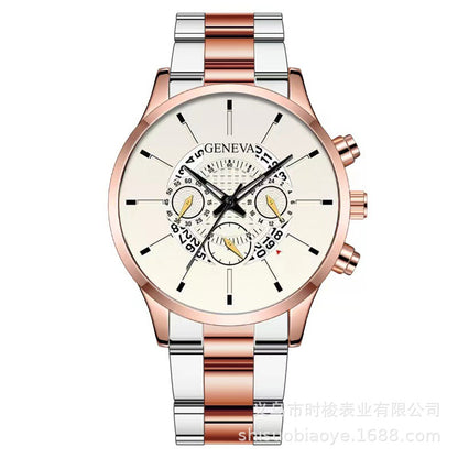 Geneva Three-Eye Mens Watch Steel Band Business