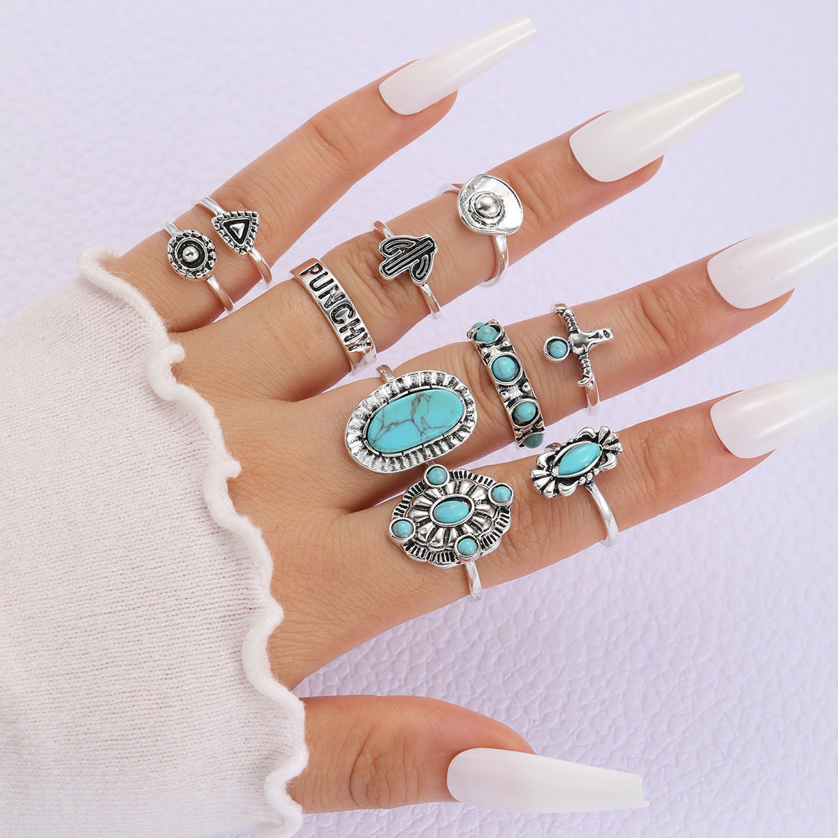 Bohemian Turquoise Ring Set
