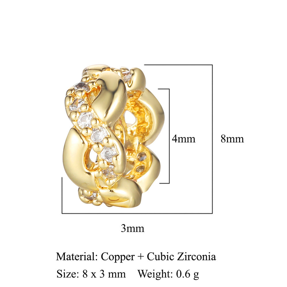 Flower Heart Copper Micro-Inlaid Zirconia Beads