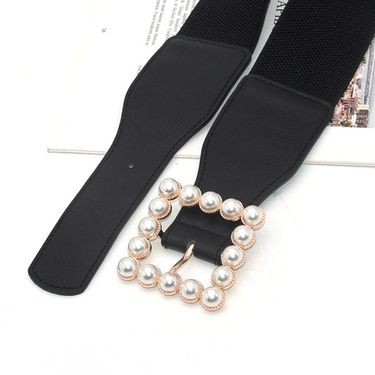 Pearl waist seal women's decorative elastic force