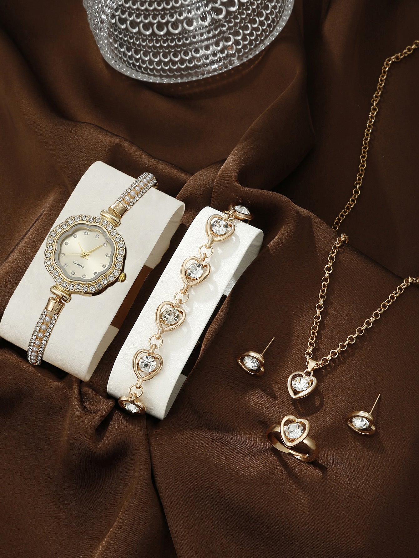 Diamond Women's Quartz Watch Jewelry Set