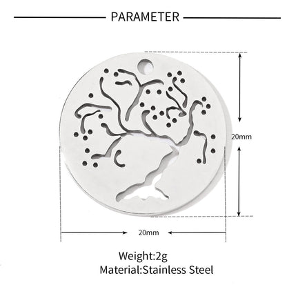 20 pcs/pack Flower Life Tree Hand Titanium Steel Pendant