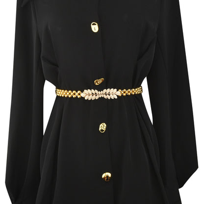 Elastic silver gold waist chain