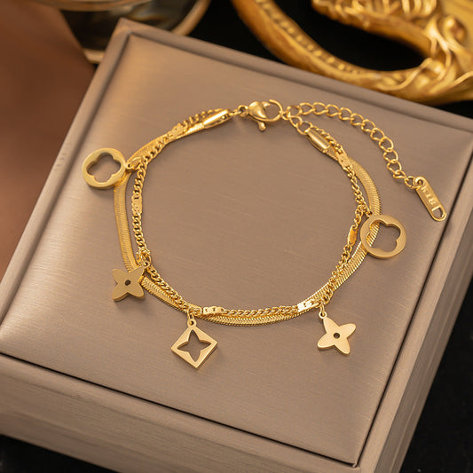 Double Clover Titanium Steel Bracelet