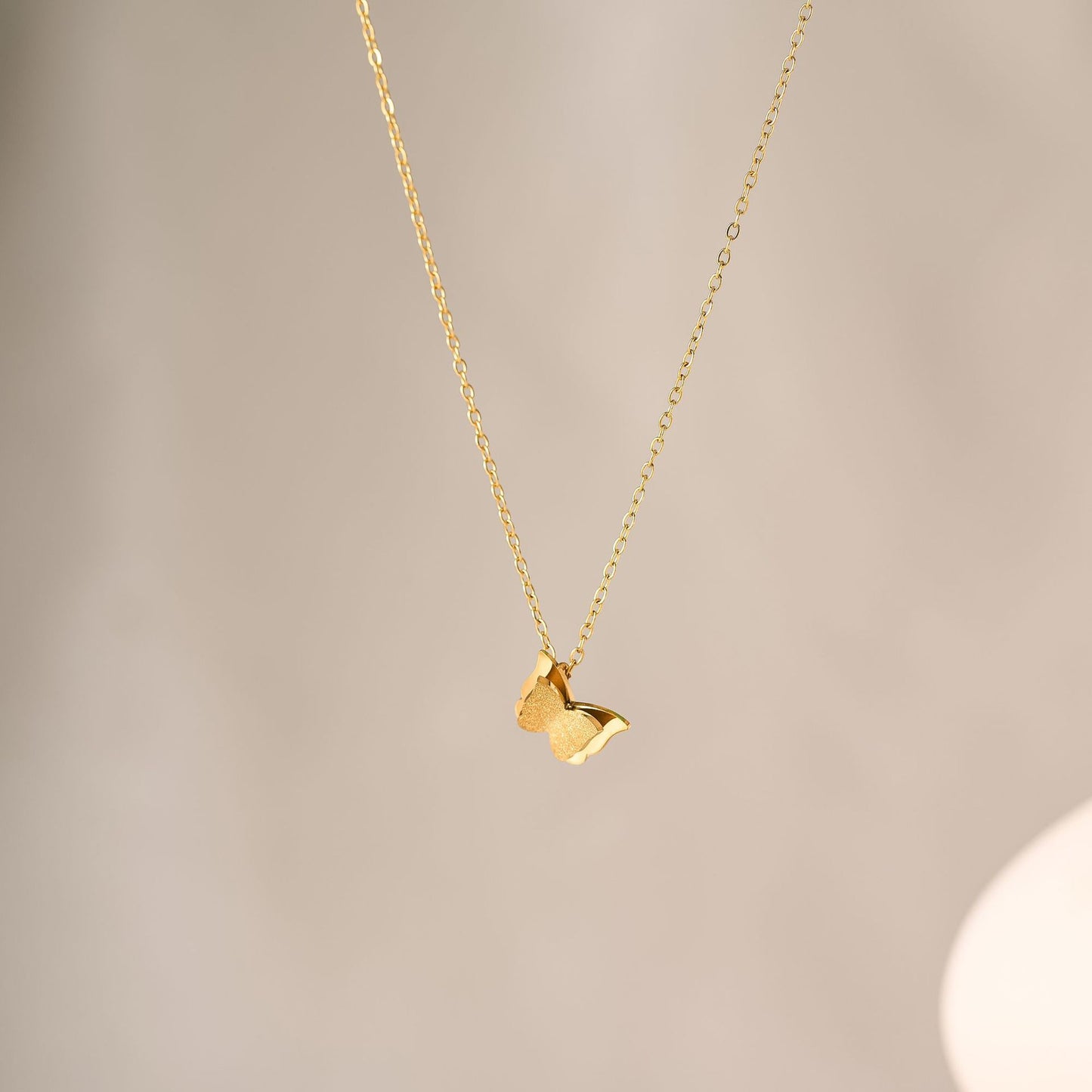 Titanium Steel Matte Butterfly Necklace