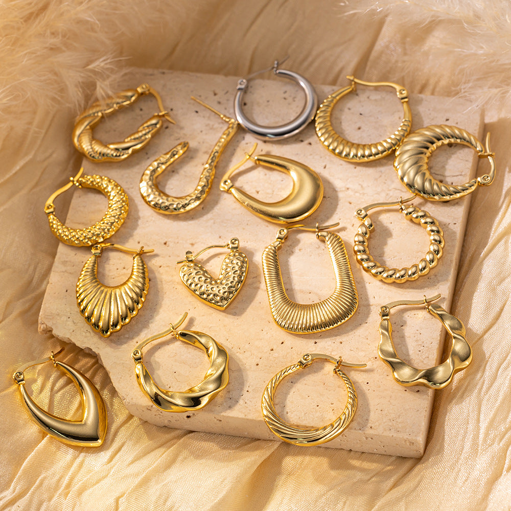 18K Gold Titanium Steel Geometric Earrings