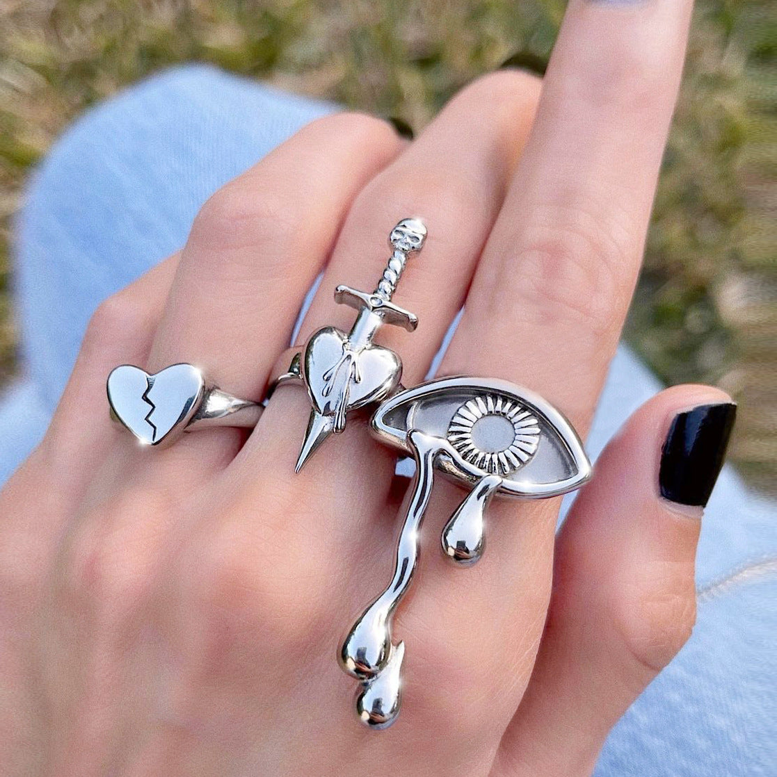 Love Teardrop 3-Piece Ring Set