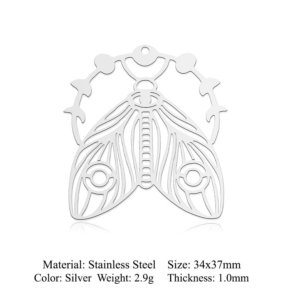 5 pcs/pack Hummingbird Moth Titanium Steel Pendant