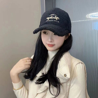 Fleece Letter Winter Baseball Cap