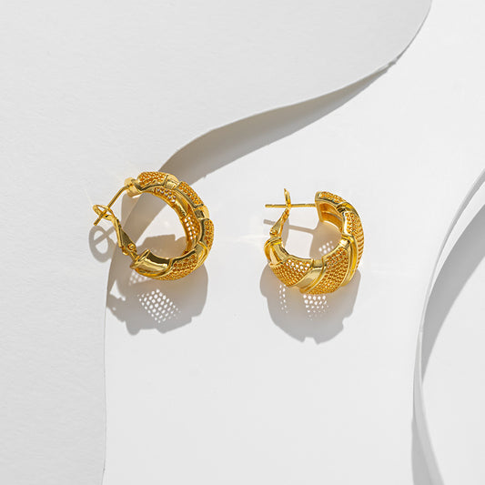 Brincos de argola dourados com padrão de crocodilo em aço titânio exagerados femininos 