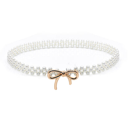 Elastic Waist Chain Women's Pearl Belt
