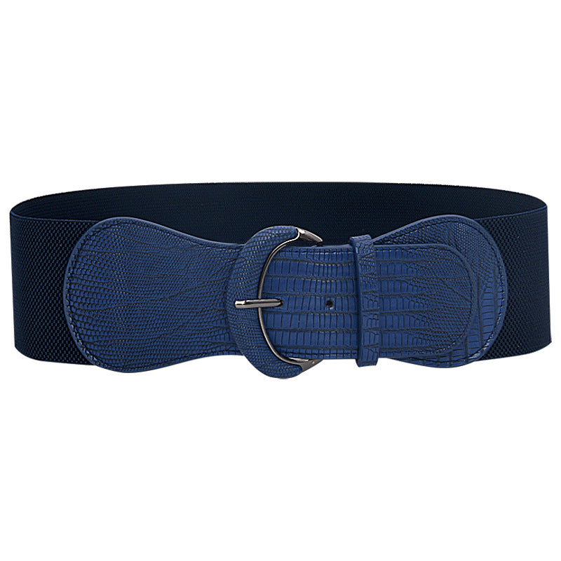 Faux leather elastic wide belt