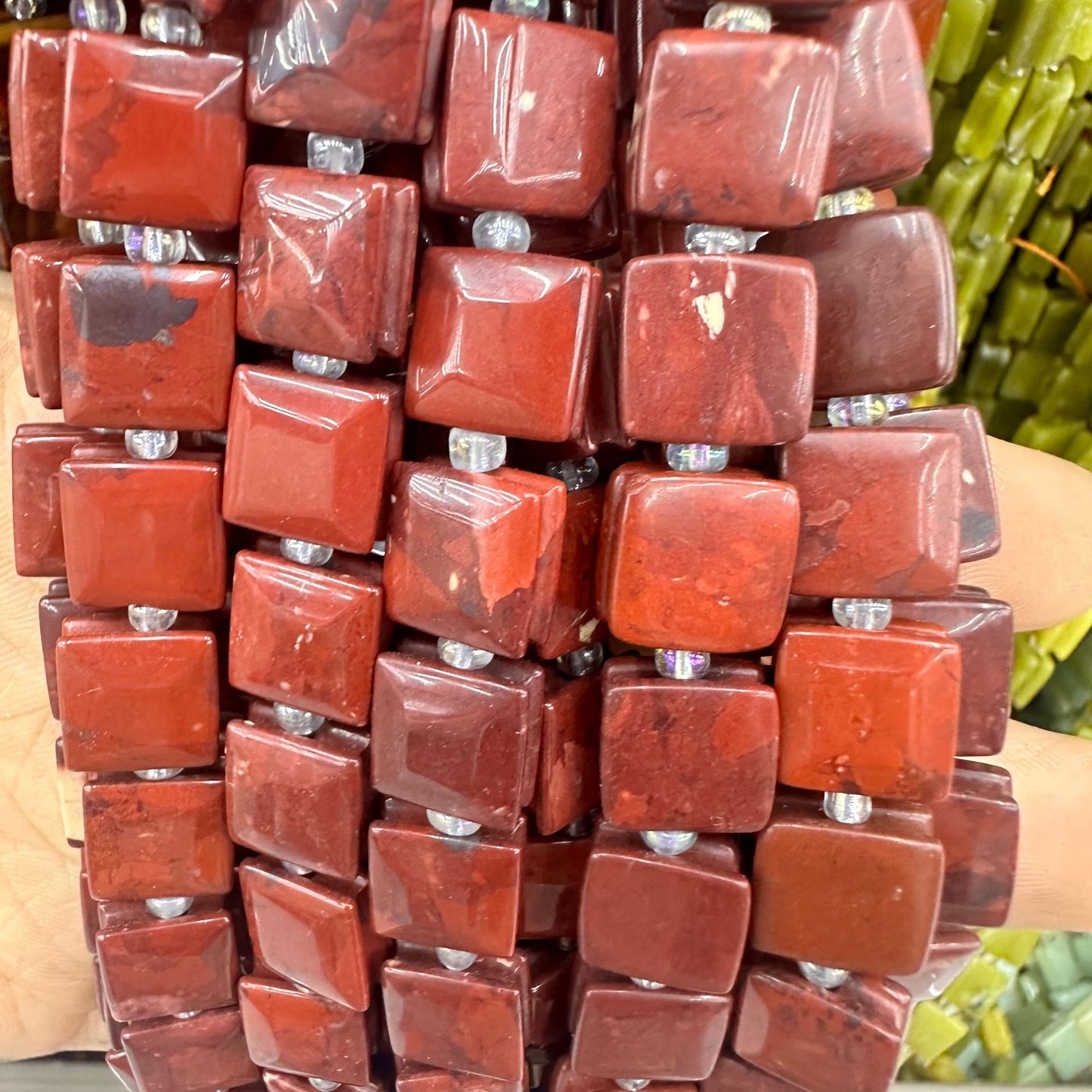 Contas de cristal em formato quadrado, contas soltas 